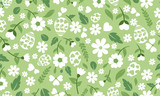 Fototapeta Młodzieżowe - Cute Easter egg pattern background, with unique of egg and floral design.