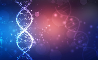 Wall Mural - DNA structure, abstract medical and health care background, Abstract technology science concept DNA futuristic on hi tech blue background 