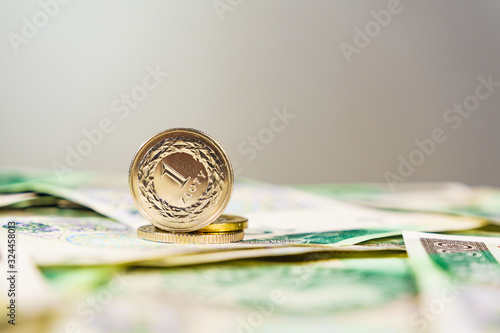 Fotomural Close up polish zloty banknotes and coins