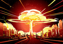 Nuclear Bomb Explosion Illustration Vector
