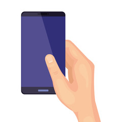 hand using smartphone device isolated icon vector illustration design