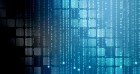 2d illustration abstract digital binary data on computer screen