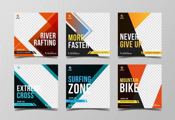 Wall Mural - Extreme sport social media banner template collection