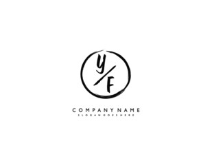 letter YF FY minimalist feminine handwriting logo. vector design of wedding invitation badges, fashion, beauty,