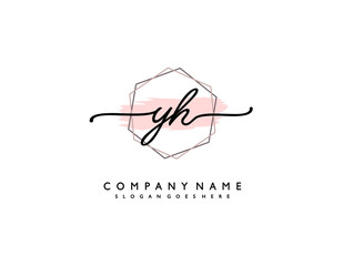 letter YH HY minimalist feminine handwriting logo. vector design of wedding invitation badges, fashion, beauty,