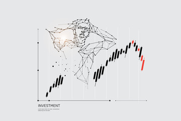 Wall Mural - The particles, geometric art, line and dot of stock market