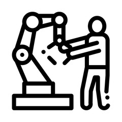 Sticker - Man And Robot Arm Icon Vector. Outline Man And Robot Arm Sign. Isolated Contour Symbol Illustration
