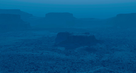 Wall Mural - Rough remote landscape at dusk.