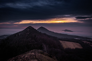 Wall Mural - Central Bohemian Highlands is a mountain range located in northern Bohemia in the Czech Republic. The range is about 80 km long, extending from Ceska Lipa in the northeast to Louny.