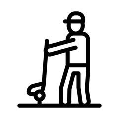 Wall Mural - Man Playing Golf Icon Vector. Outline Man Playing Golf Sign. Isolated Contour Symbol Illustration