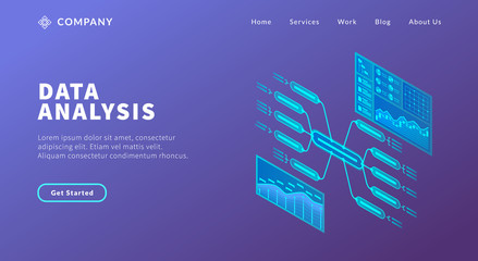 Wall Mural - data analysis concept with various model of graph and chart big data for website template or landing