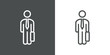 © teracreonte - Símbolo hombre de negocios. Hombre con maletín. Icono plano lineal en fondo gris y fondo blanco