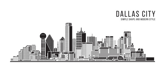 Wall Mural - Cityscape Building Abstract Simple shape and modern style art Vector design - Dallas city