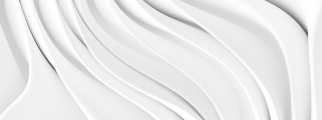 White Wave Background. Abstract Minimal Exterior Design. Creative Architectural Concept