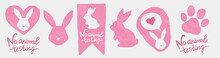 Against Animal Testing Stickers. Cruelty Free Vector Labels. Animal Rights Design. 