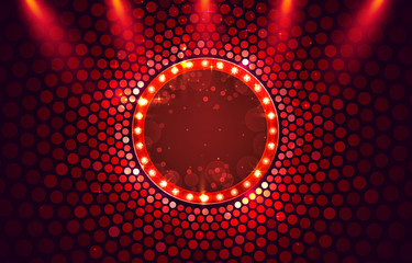 Wall Mural - Red frame retro billboard, blank showtime text.