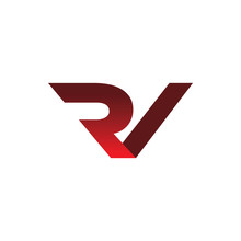 Red Font Letter Rv R V Logo Design