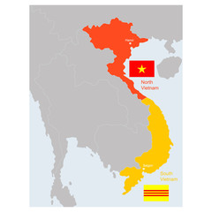 vector map of South and North Vietnam