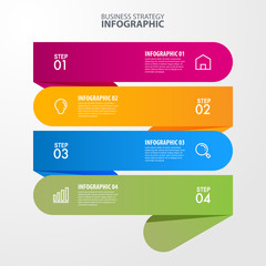 Wall Mural - Vector infographic 4 steps strategy design template with clean and modern color