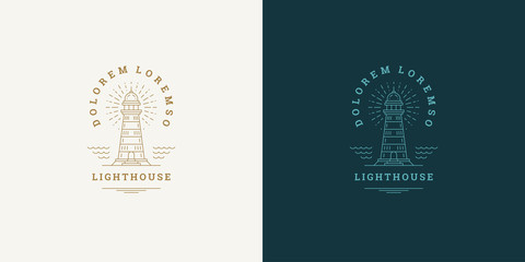 Wall Mural - lighthouse line symbol vector logo emblem design template illustration simple minimal linear style