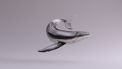 Wall Mural - Silver Humpback Whale View 3d illustration 3d render