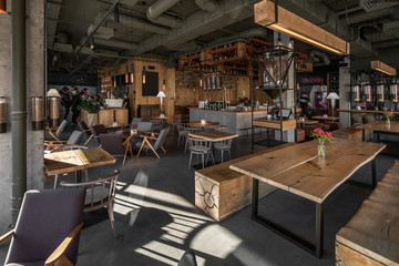 interior of modern cafe in loft style
