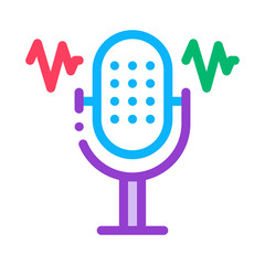 Sticker - Microphone Waves Icon Vector. Outline Microphone Waves Sign. Isolated Contour Symbol Illustration