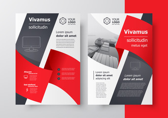 Wall Mural - Brochure design template red color ribbon