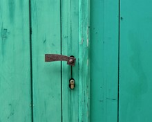 Green Old Wooden Rustic Door