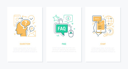 Wall Mural - technical support - line design style banners set
