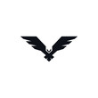 Hawk black icon on white background. Flying bird icon. Abstract logo template for your ideas. 