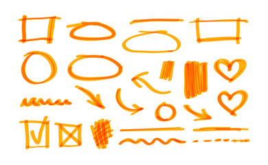 Wall Mural - vector highlighter hand drawn design elements isolated on white background.