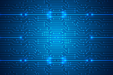 Wall Mural - Microchip Technology Background, blue digital circuit board pattern