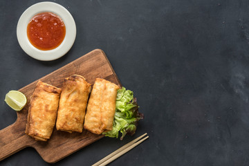 Wall Mural - fried thai spring roll on plate