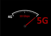 Vector background of 5G speed on the Speed-o-meter