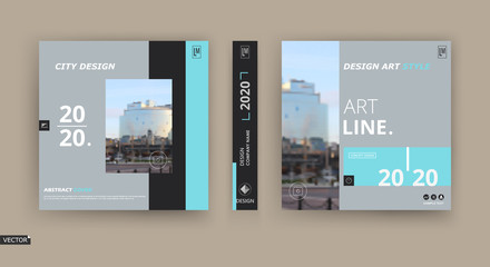 Abstract patch brochure cover design. Black info data banner frame. Techno title sheet model set. Modern vector front page art. Urban city blurb texture. Blue citation figure icon. Ad flyer text font