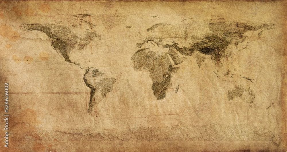 old world map hand made Stock Illustration | Adobe Stock