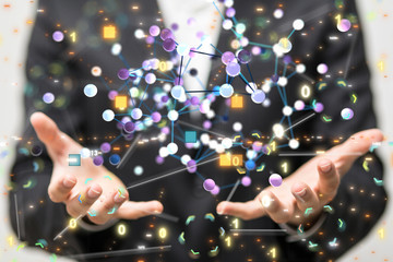 code data concept in hand digital 3d
