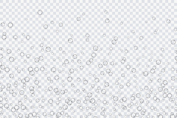 Wall Mural - Air bubbles, oxygen, champagne crystal clear, isolated on a transparent background of modern design. Vector illustration of EPS 10.