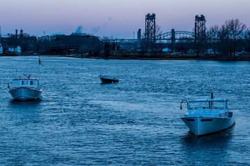 Canvas Print - Ocean view of Portsmouth, New Hampshire during sunrise.