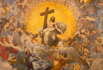 Papier Peint - RAVENNA, ITALY - JANUARY 28, 2020: The freco Glory of Resurected Jesus from the cupola of side chapel in Duomo (cathedral) by Guido Reni (1575 - 1642).