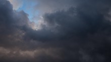 Time Lapse Of Isolated Dark Rain Clouds Approaching And Obscuring Blue Sky