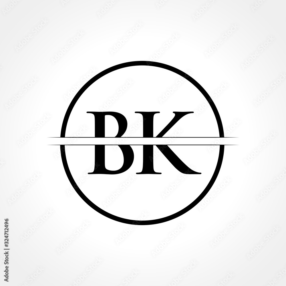 Initial Black Letter BK Logo With Creative Circle Typography Vector ...