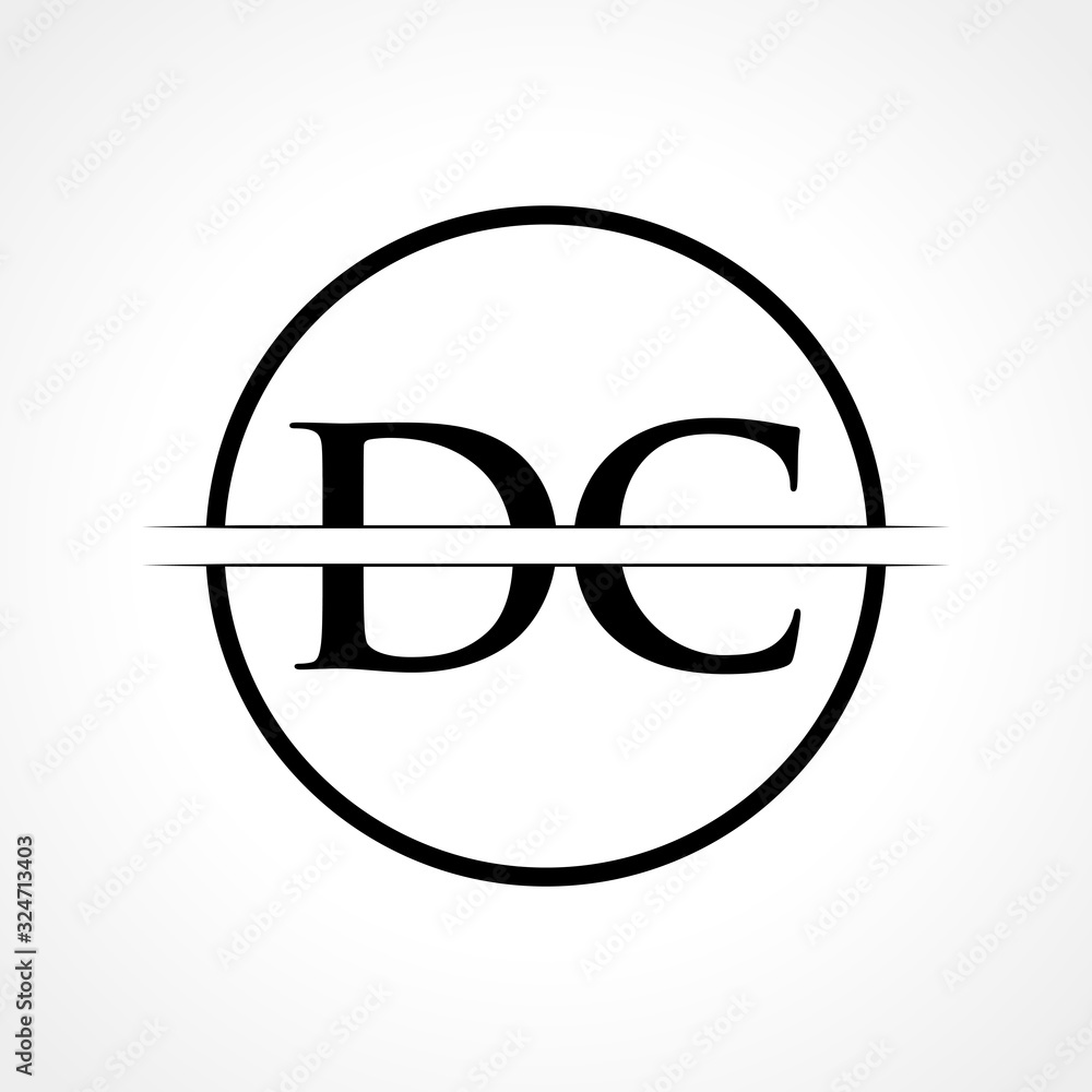 Initial DC Letter Logo Design Vector Template With Black Color. DC Logo ...
