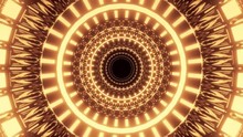 Gold Iris Shaped Object, Rotating And Opening In An Infinite Loop, 3d Cgi Rendered Animation