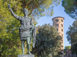 Ravenna - The bronze copy of original antic statue of Caesar Augustus in front of church Basilica di Sant Apollinare in Classe.