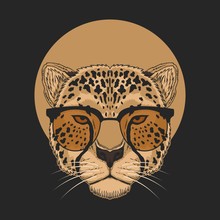 Cheetah Eyeglasses Vector Illustration