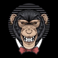 Wall Mural - Chimpanzee tie bow vector illustration