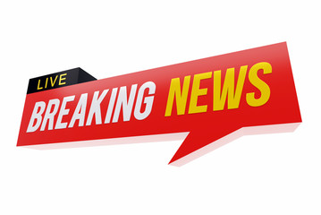 Wall Mural - breaking news live header red bubble isolated on white