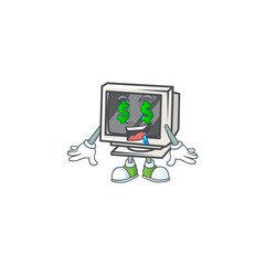 Sticker - cartoon character style of vintage monitor with Money eye